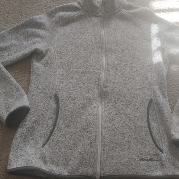 Eddie Bauer Tops - Eddie Bauer Womens Fleece Jacket Full Zip Gray Heathered Size M Cozy Outerwear